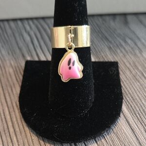 Goldtone Ring w/Pink Ghost